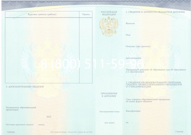 Купить Диплом техникума (Спецбланк) 2014-2024 года в Махачкале