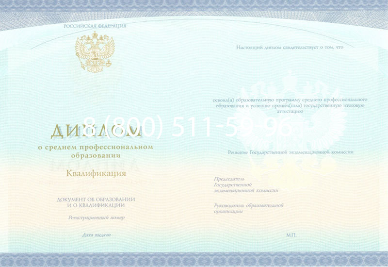 Купить Диплом техникума (Спецбланк) 2014-2024 года в Махачкале
